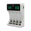 Qoltec Ładowarka do akumulatorków Ni-MH typu R03 AAA R6 AA | LCD | kabelUSB-C | Biała